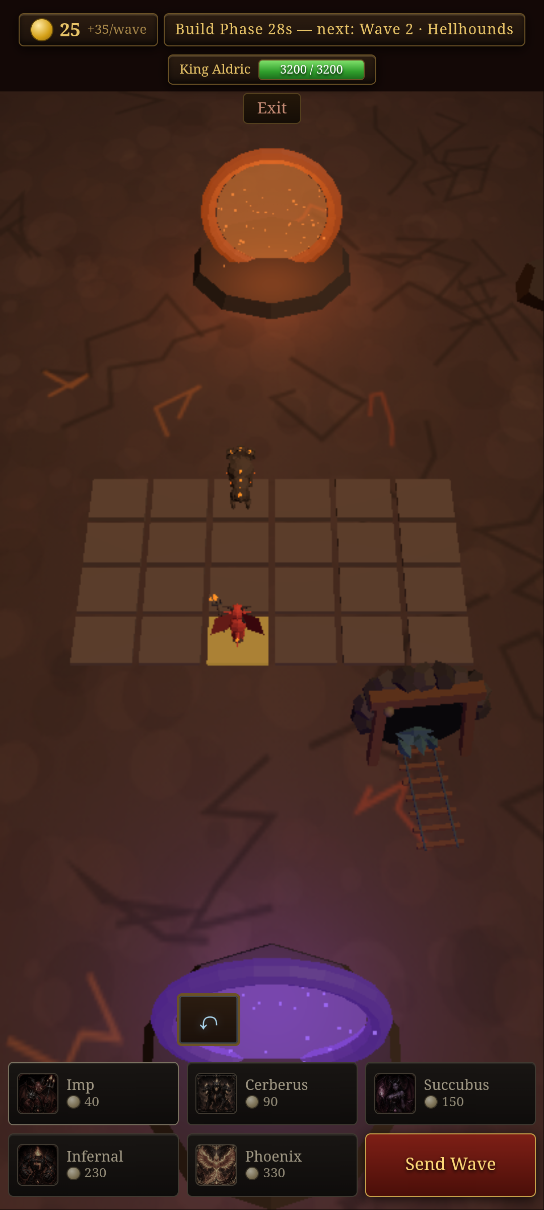 A Throneward formation with a Cerberus in front and an Imp protected behind it